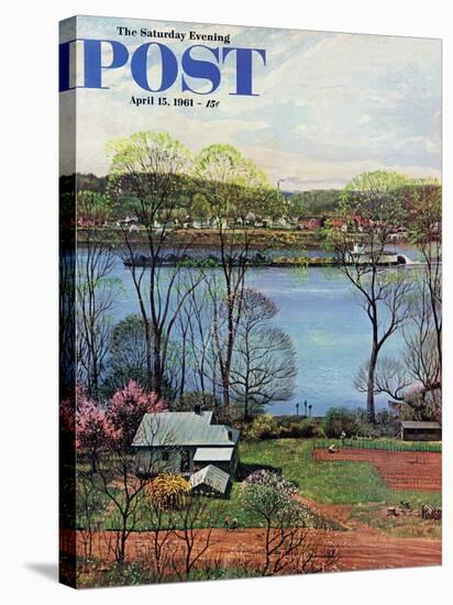 "Ohio River in April," Saturday Evening Post Cover, April 15, 1961-John Clymer-Stretched Canvas
