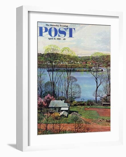 "Ohio River in April," Saturday Evening Post Cover, April 15, 1961-John Clymer-Framed Giclee Print