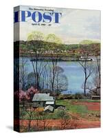 "Ohio River in April," Saturday Evening Post Cover, April 15, 1961-John Clymer-Stretched Canvas