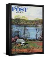 "Ohio River in April," Saturday Evening Post Cover, April 15, 1961-John Clymer-Framed Stretched Canvas