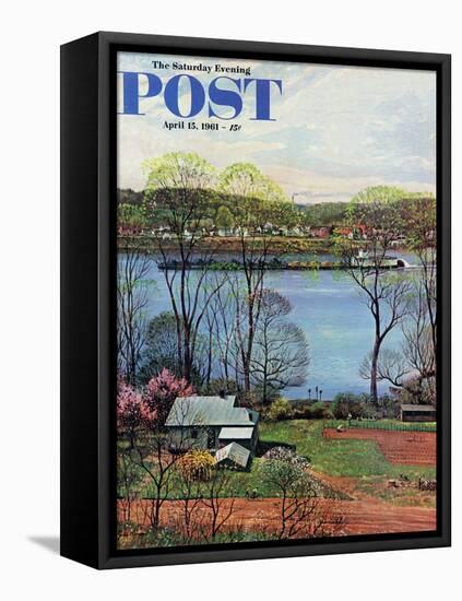 "Ohio River in April," Saturday Evening Post Cover, April 15, 1961-John Clymer-Framed Stretched Canvas