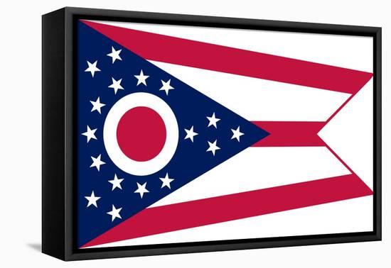 Ohio State Flag - Letterpress-Lantern Press-Framed Stretched Canvas