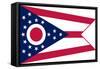 Ohio State Flag - Letterpress-Lantern Press-Framed Stretched Canvas