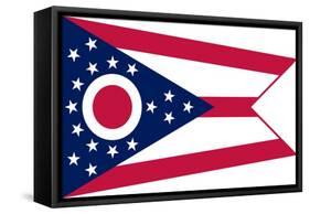 Ohio State Flag - Letterpress-Lantern Press-Framed Stretched Canvas