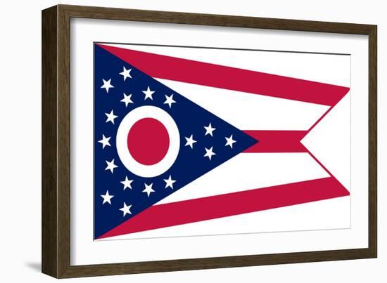 Ohio State Flag - Letterpress-Lantern Press-Framed Art Print