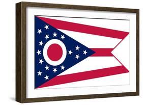 Ohio State Flag - Letterpress-Lantern Press-Framed Art Print