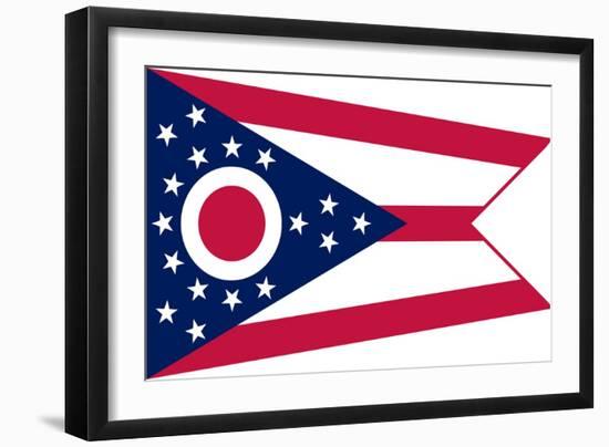 Ohio State Flag - Letterpress-Lantern Press-Framed Art Print