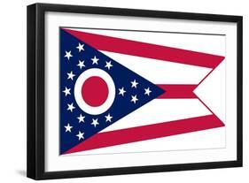 Ohio State Flag - Letterpress-Lantern Press-Framed Art Print