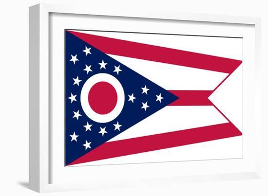 Ohio State Flag - Letterpress-Lantern Press-Framed Art Print