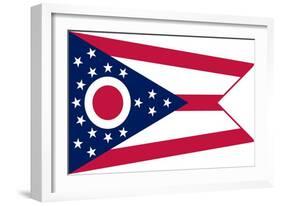 Ohio State Flag - Letterpress-Lantern Press-Framed Art Print