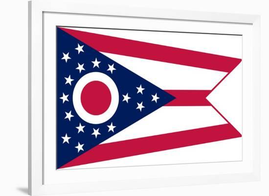 Ohio State Flag - Letterpress-Lantern Press-Framed Art Print