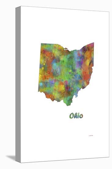 Ohio State Map 1-Marlene Watson-Stretched Canvas