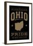 Ohio State Pride - Gold on Black-Lantern Press-Framed Art Print