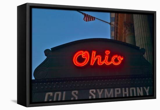 Ohio Theater marquee theater sign advertising Columbus Symphony Orchestra in downtown Columbus, OH-null-Framed Stretched Canvas