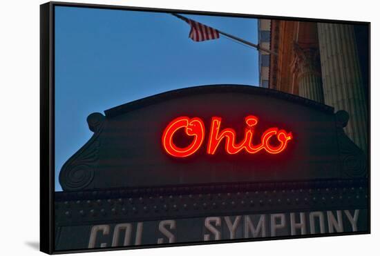 Ohio Theater marquee theater sign advertising Columbus Symphony Orchestra in downtown Columbus, OH-null-Framed Stretched Canvas