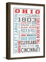 Ohio - Typography-Lantern Press-Framed Art Print