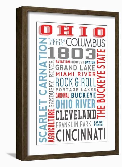 Ohio - Typography-Lantern Press-Framed Art Print