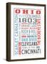 Ohio - Typography-Lantern Press-Framed Art Print