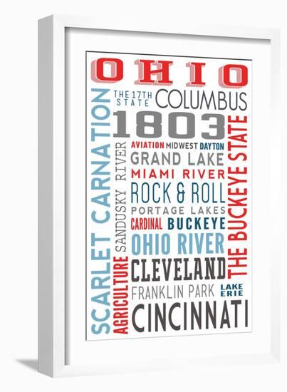 Ohio - Typography-Lantern Press-Framed Art Print