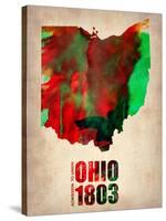 Ohio Watercolor Map-NaxArt-Stretched Canvas