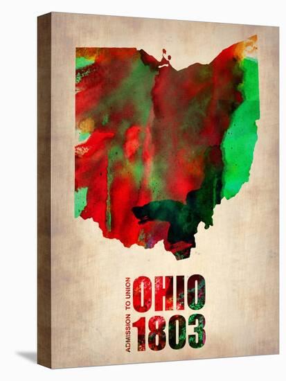 Ohio Watercolor Map-NaxArt-Stretched Canvas