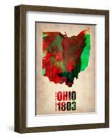 Ohio Watercolor Map-NaxArt-Framed Art Print