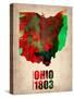 Ohio Watercolor Map-NaxArt-Stretched Canvas