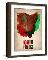 Ohio Watercolor Map-NaxArt-Framed Art Print