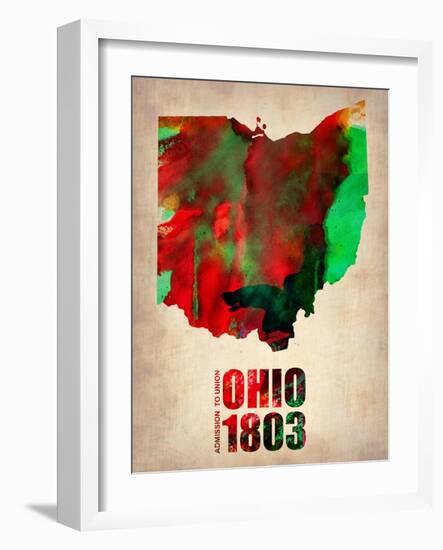 Ohio Watercolor Map-NaxArt-Framed Art Print