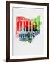 Ohio Watercolor Word Cloud-NaxArt-Framed Art Print