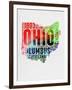 Ohio Watercolor Word Cloud-NaxArt-Framed Art Print