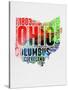 Ohio Watercolor Word Cloud-NaxArt-Stretched Canvas