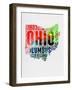 Ohio Watercolor Word Cloud-NaxArt-Framed Art Print