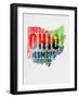 Ohio Watercolor Word Cloud-NaxArt-Framed Art Print