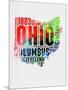 Ohio Watercolor Word Cloud-NaxArt-Mounted Art Print