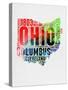 Ohio Watercolor Word Cloud-NaxArt-Stretched Canvas