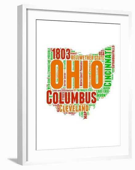 Ohio Word Cloud Map-NaxArt-Framed Art Print