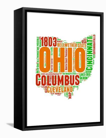 Ohio Word Cloud Map-NaxArt-Framed Stretched Canvas