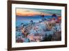 Oia at night Santorini Greece-null-Framed Art Print