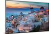 Oia at night Santorini Greece-null-Mounted Art Print