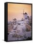 Oia (Ia) Village and Windmill, Santorini, Cyclades, Greek Islands, Greece, Europe-null-Framed Stretched Canvas