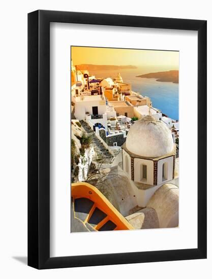 Oia Village at Sunset, Santorini Island, Greece-Maugli-l-Framed Photographic Print