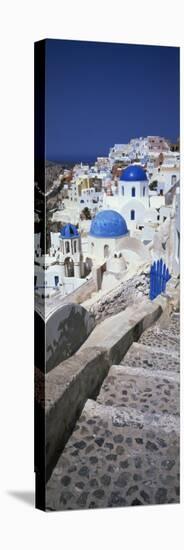 Oia with Blue-Domed Churches and Whitewashed Buildings, Santorini, Cyclades, Greek Islands, Greece-Lee Frost-Stretched Canvas
