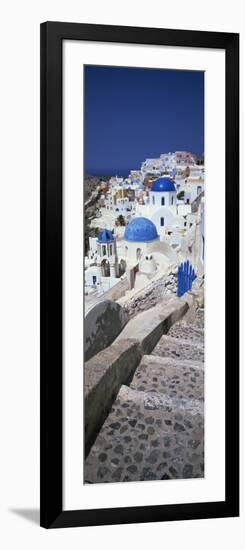 Oia with Blue-Domed Churches and Whitewashed Buildings, Santorini, Cyclades, Greek Islands, Greece-Lee Frost-Framed Photographic Print
