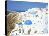 Oia with Blue Domed Churches and Whitewashed Buildings, Santorini (Thira), Cyclades Islands, Greece-Lee Frost-Stretched Canvas