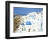 Oia with Blue Domed Churches and Whitewashed Buildings, Santorini (Thira), Cyclades Islands, Greece-Lee Frost-Framed Photographic Print