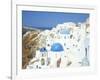 Oia with Blue Domed Churches and Whitewashed Buildings, Santorini (Thira), Cyclades Islands, Greece-Lee Frost-Framed Photographic Print