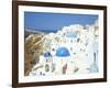 Oia with Blue Domed Churches and Whitewashed Buildings, Santorini (Thira), Cyclades Islands, Greece-Lee Frost-Framed Photographic Print