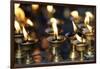 Oil (butter) lamps burning in Hindu temple, Kathmandu, Nepal, Asia-Godong-Framed Photographic Print