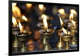Oil (butter) lamps burning in Hindu temple, Kathmandu, Nepal, Asia-Godong-Framed Photographic Print